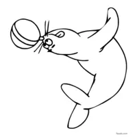 Seal balancing a ball coloring page