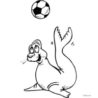 Seal balancing a ball coloring page