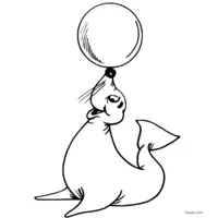 Free sea lion juggling coloring page