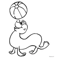 Sea lion balancing a ball coloring page