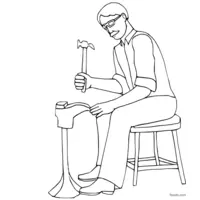 Coloring of a shoemaker sitting on his stool