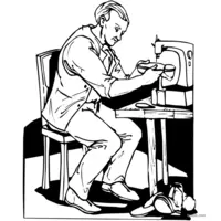 Coloring Shoemaker repairing a pair of shoes