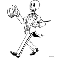 Skeleton in a suit and hat | Toupty.com