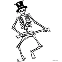 Skeleton with cane and hat | Toupty.com