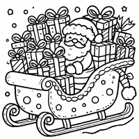 Sleigh filled with Christmas gifts coloring | Toupty.com