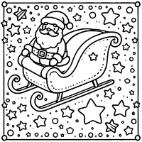 Flying sleigh in the stars coloring | Toupty.com