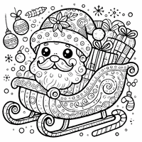 Sleigh with Santa Claus and gifts coloring | Toupty.com