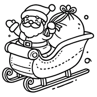 Sleigh with Santa Claus coloring | Toupty.com