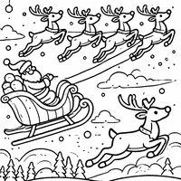 Santa Claus in his sleigh coloring | Toupty.com