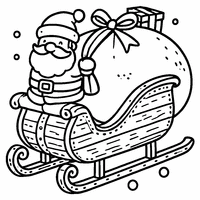 Sleigh with Santa Claus and large bag coloring | Toupty.com