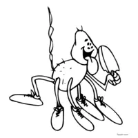 Funny spider with shoes coloring page