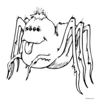 Spider with a red tongue coloring page