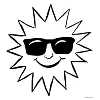 Sun with Dark Sunglasses Coloring | Toupty.com