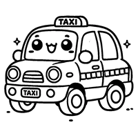 Cute kawaii taxi with a smiling face