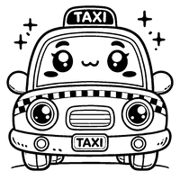 Chibi taxi with exaggerated cute features