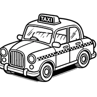 Well-framed cartoon taxi with a 'TAXI' sign