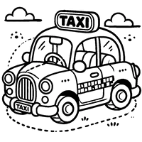 Playful cartoon taxi with a 'TAXI' sign