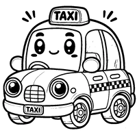 Chibi-style small and cute taxi