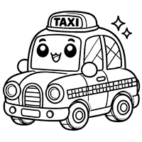 Kawaii taxi with bubbly round shapes