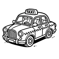 Classic taxi with smooth curves and a 'TAXI' sign