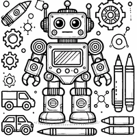 Toy robot coloring for kids