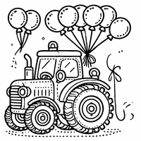 Tractor with balloons coloring page | Toupty.com