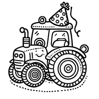 Funny tractor with a hat coloring page | Toupty.com