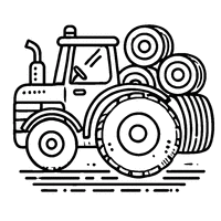 Tractor with a hay bale coloring page | Toupty.com