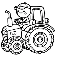 Tractor with a driver coloring page | Toupty.com