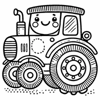 Smiling funny tractor coloring page | Toupty.com