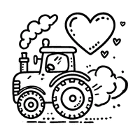 Tractor with a little heart coloring page | Toupty.com