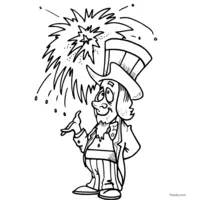 Uncle Sam and fireworks coloring | Toupty.com