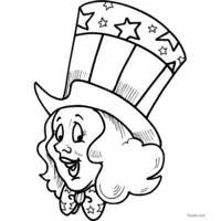 American woman wearing Uncle Sam’s hat coloring | Toupty.com