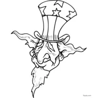 Uncle Sam with beard and long hair coloring | Toupty.com