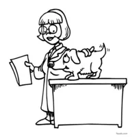 Coloring Female Veterinarian Treating a Dog