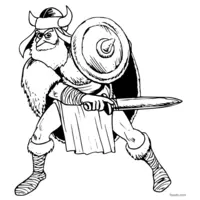 Viking fighting with sword and shield