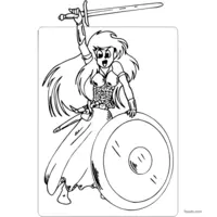 Viking female warrior with sword and shield