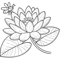 Realistic water-lily with an insect resting on it