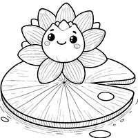 Simplified realistic water-lily with a large flower