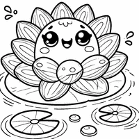 Kawaii water-lily with big eyes