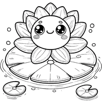 Close-up water-lily flower in cartoon style