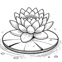 Realistic water-lilies to color