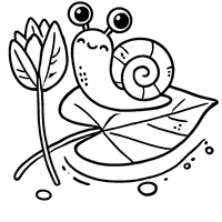 Cartoon water-lily with a small snail