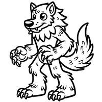 Coloring of a werewolf standing on hind legs with sharp claws | Toupty.com