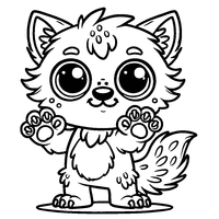 Coloring of a small werewolf with claws | Toupty.com