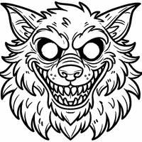 Coloring of a werewolf with glowing eyes and a menacing smile | Toupty.com