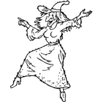 Dancing witch coloring page