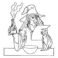 Witch preparing potion coloring page