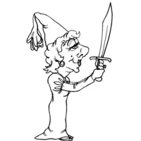 Funny witch coloring page