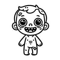 Zombie coloring with a big smile and round eyes